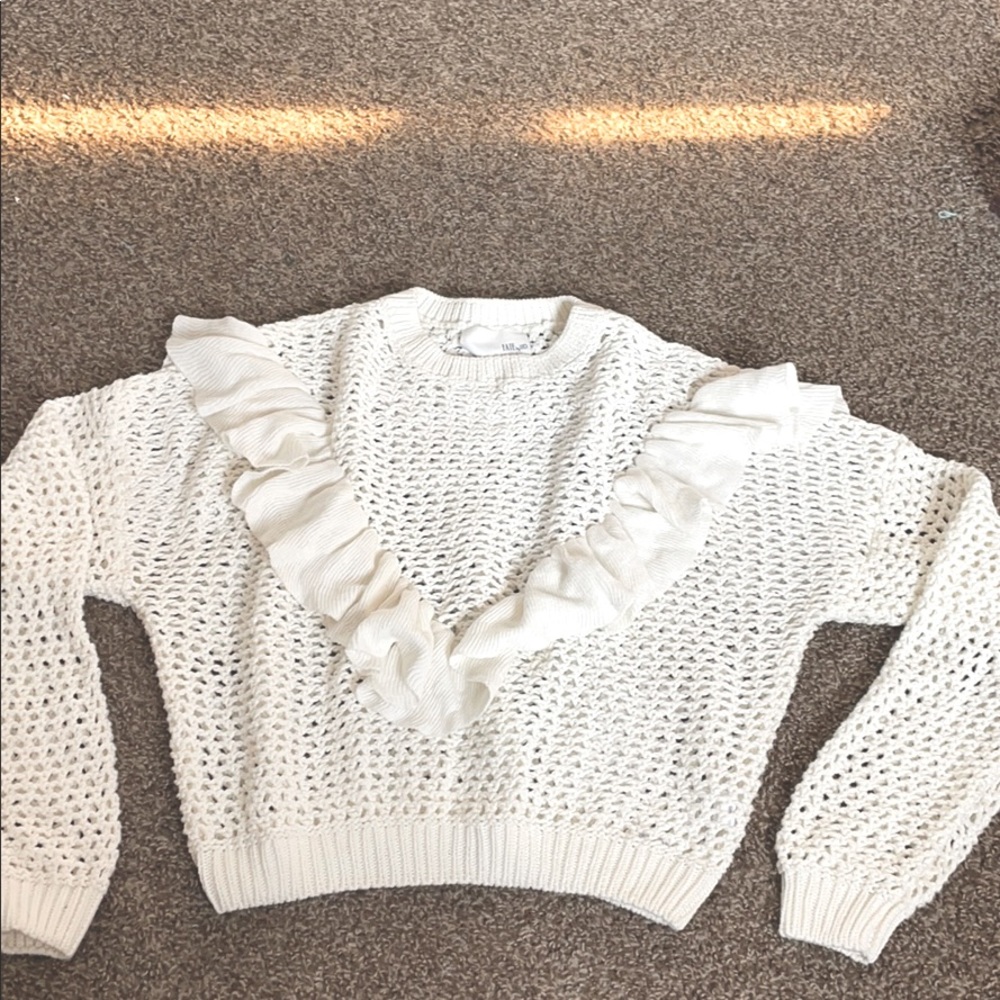 Open-Knit Ruffle Sweater, Sz M